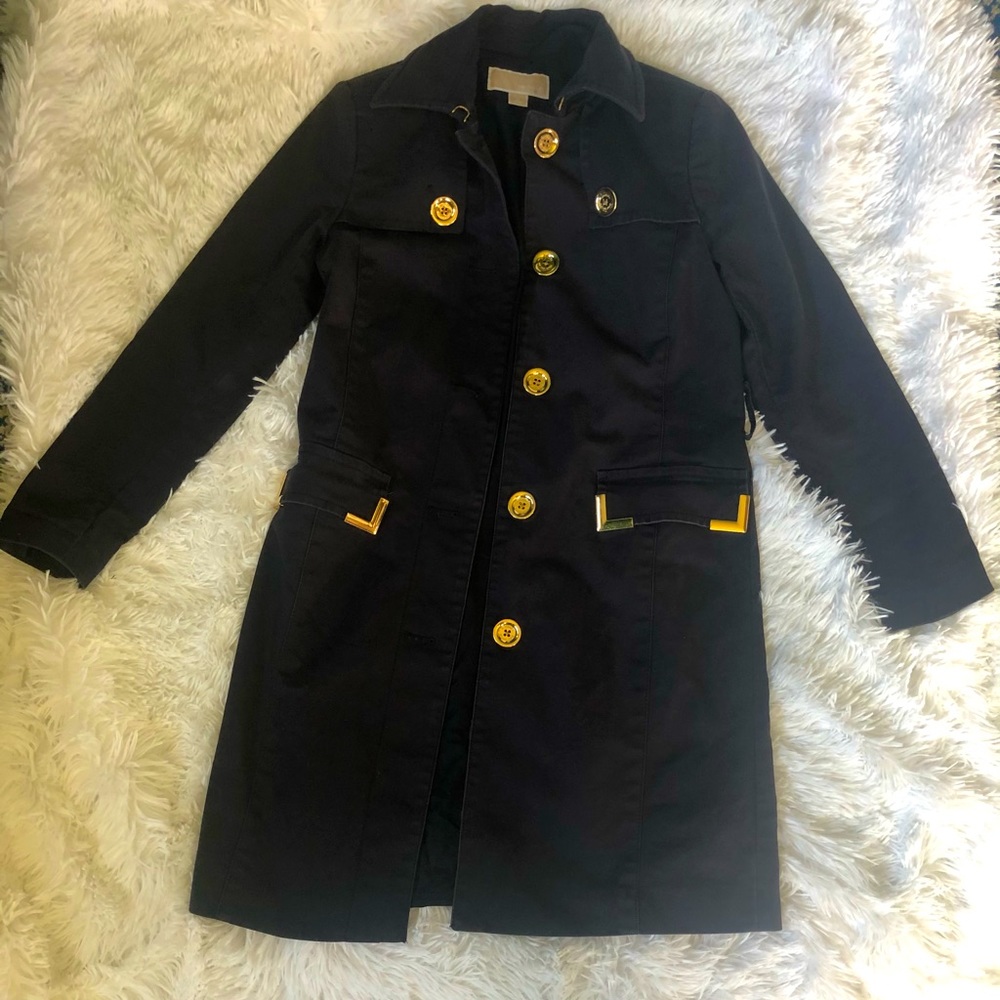 Navy Trench with Gold Details